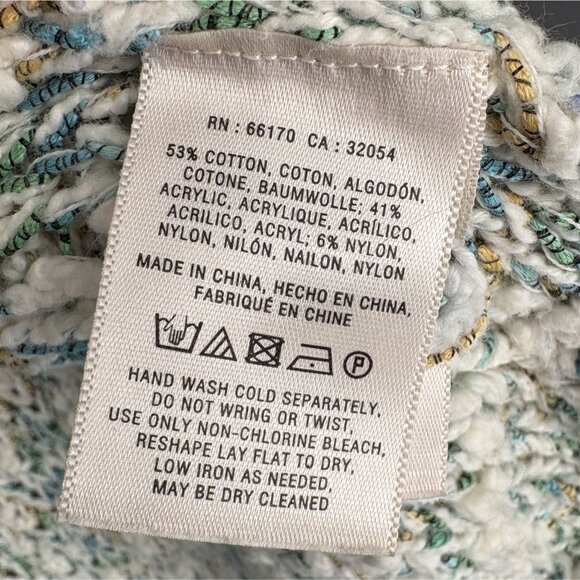 Anthropologie Moth Women's Knit Hooded Open-Front Cardigan Sweater M Green White - Picture 6 of 9